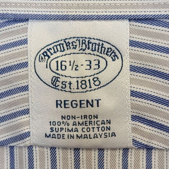 Brooks Brothers Mens Striped Regent Fit Supima Cotton Button Up Shirt 16.5-33 - Picture 10 of 13
